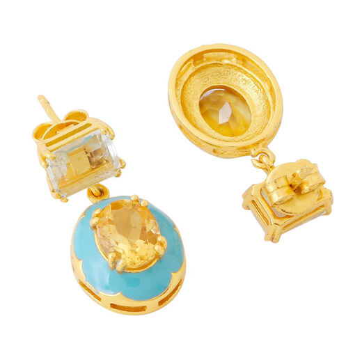 Amethyst and citrine marine blue earrings by Azga